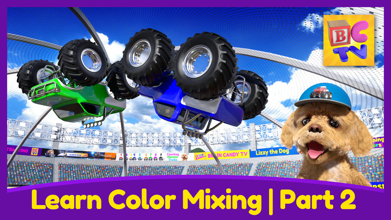 Learn Color Mixing with Monster Trucks  Part 2