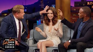 Lily Collins Gives Anthony Mackie  James Eyebrow Access