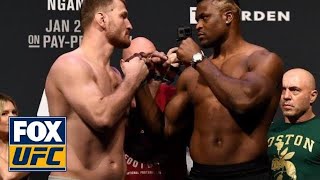 Stipe Miocic and Francis Ngannou faceoff  WEIGHIN  UFC 220