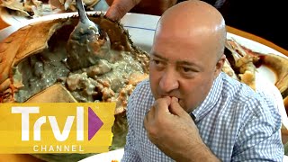 Trying Weird Seafood in the Middle of Spain  Bizarre Foods with Andrew Zimmern  Travel Channel