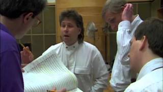 Howard Ashman and Alan Menken at the recording session  of Be Our Guest