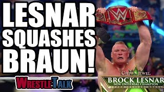 BROCK LESNAR WINS THE WWE UNIVERSAL CHAMPIONSHIP  WWE Crown Jewel 2018 Review  WrestleTalk