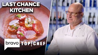 Can These Top Chefs Cook a Tomato Three Ways  Last Chance Kitchen S20 E8  Top Chef  Bravo