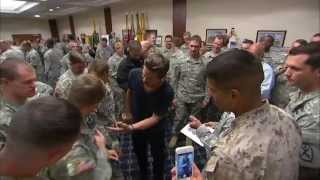 Fury Brad Pitt Logan Lerman  Shia LaBeouf Meet Soliders at Fort Benning  ScreenSlam