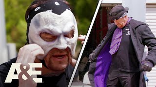 WWEs Most Wanted Treasures Undertaker Spots His Purple Gear And Mask In Storage Unit  AE