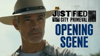 Justified City Primeval  Episode 1 Opening Scene Raylan and Willas RunIn  FX