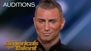 Aaron Crow Pours Hot Wax On Eyes And Swings Sword At Howie Mandel  Americas Got Talent 2018