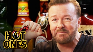 Ricky Gervais Pits His Mild British Palate Against Spicy Wings  Hot Ones