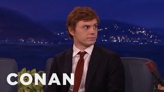 Evan Peters Accidentally Showed Jessica Lange His Junk  CONAN on TBS