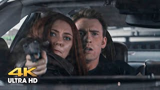 The Winter Soldier intercepts Captain America and his friends on the highway