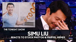Simu Liu Reacts to Viral Stock Photos of Himself and Marvel Memes  The Tonight Show