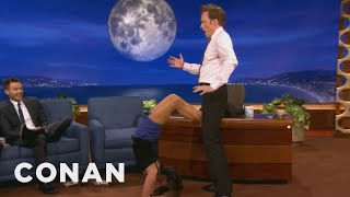 Nina Dobrev Uses Conan As Her Human Yoga Wall  CONAN on TBS