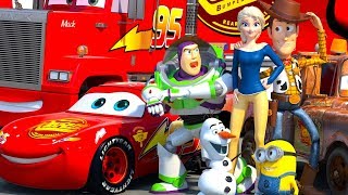 Disney Pixar CARS meet TOY STORY Lightning McQueen Buzz Lightyear  Woody ANIMATION SHORT