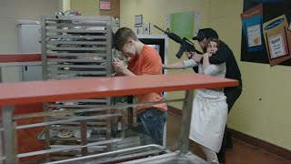 School Shooting  scene from 192 TV show one long take no cuts