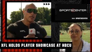 Dwayne The Rock Johnson  Dany Garcia on the XFL holding a player showcase at Jackson State  SC