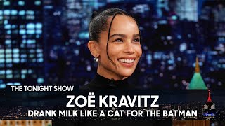 Zo Kravitz Drank Milk like a Cat to Prepare for The Batman Extended  The Tonight Show