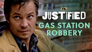 Raylan Gets Caught Up In A Gas Station Robbery  Scene  Justified  FX