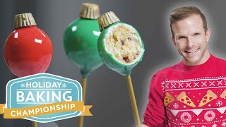 Christmas Ornament Cake Pops with Mirror Glaze with Zac Young  Holiday Baking Championship