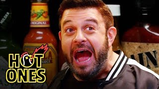 Adam Richman Fanboys Out While Eating Spicy Wings  Hot Ones