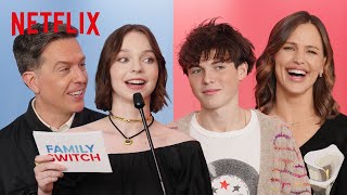 Emma Myers Brady Noon Jennifer Garner and Ed Helms Face Off for Trivia  Family Switch  Netflix
