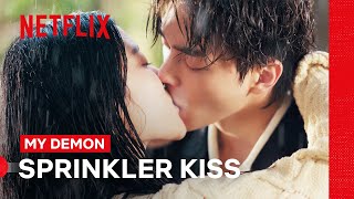 Song Kang and Kim Youjung Kiss Under the Sprinklers  My Demon  Netflix Philippines