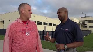 Bo Porter walks and talks with Nats equipment manager Dan Wallin