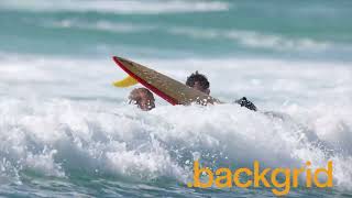 Nicolas Cage struggles in a surfing scene of The Surfer in Western Australia