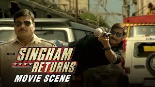 Ajay Devgn Saves Anupam Kher  Singham Returns Movie Scene