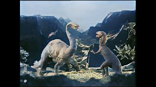 The Lost World 1925 Colorized  Brontosaurus vs Allosaurus  DeOldify