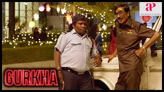 Gurkha Tamil Movie Comedy  Yogi Babu gets posted as a security officer in a mall  Manobala Charle
