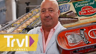 Visiting the Canned Fish Capital of the World  Bizarre Foods with Andrew Zimmern  Travel Channel