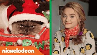 Lizzy Greene  Riele Downs QA w Duncan the Cat as Tinselpaws   Tiny Christmas  Nick
