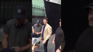 Tom Cavanagh and Grant Gustin saying hi to fans