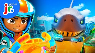 Shark on the Loose in Hot Wheels City  Hot Wheels Lets Race  Netflix Jr