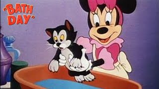 Bath Day 1946 Disney Figaro Cartoon Short Film  Minnie Mouse  Review