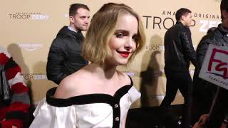 Troop Zero star Mckenna Grace arrives in style in all white fashion