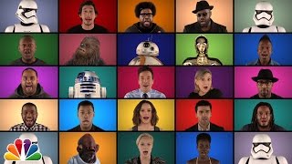 Jimmy Fallon The Roots  Star Wars The Force Awakens Cast Sing Star Wars Medley A Cappella