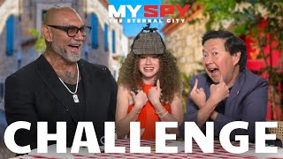 Dave Bautista Chloe Coleman  Ken Jeong Play Who Said It  My Spy The Eternal City Challenge