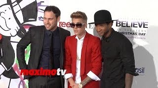 Justin Bieber Usher Scooter Braun at Justin Biebers Believe World Premiere Arrivals