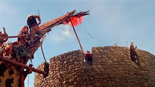 The War Lord 1965  Normans Vs Frisians  Tower Defense Battle Scene  Fire  Catapults