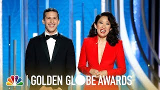 Sandra Oh and Andy Samberg Monologue  2019 Golden Globes Highlight