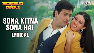 Sona Kitna Sona Hai  Lyrical  Hero No 1  Govinda  Karisma  Udit Narayan  Poornima  90s Hits