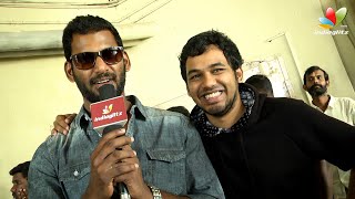 Vishal and Hiphop Adhi teasing each other at Aambala FDFS  Interview