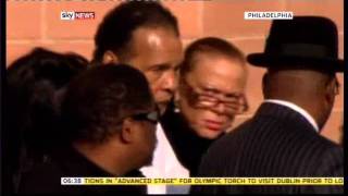 Muhammad Ali 1942  2016 looking frail at the funeral of Joe Frazier