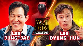 Squid Games Lee Jungjae vs Lee Byunghun  Hot Ones Versus