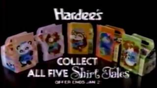 Hardees Shirt Tales Kids Meal Promo Ad 1982 windowboxed low quality