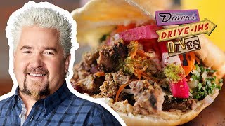 Guy Fieri Eats a Steak Shawarma Pita  Diners Driveins and Dives with Guy Fieri  Food Network