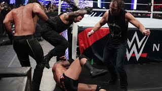 A reunited Shield Triple Power Bomb Randy Orton through the announce table WWE Payback 2015