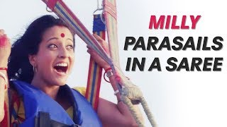 Milly Parasails In A Saree  Honeymoon Travels Pvt Ltd  Raima Sen  Kay Kay Menon