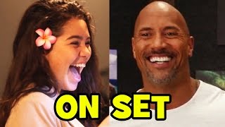 MOANA Behind The Scenes With The Voice Cast  Dwayne Johnson Aulii Cravalho BRoll  Bloopers